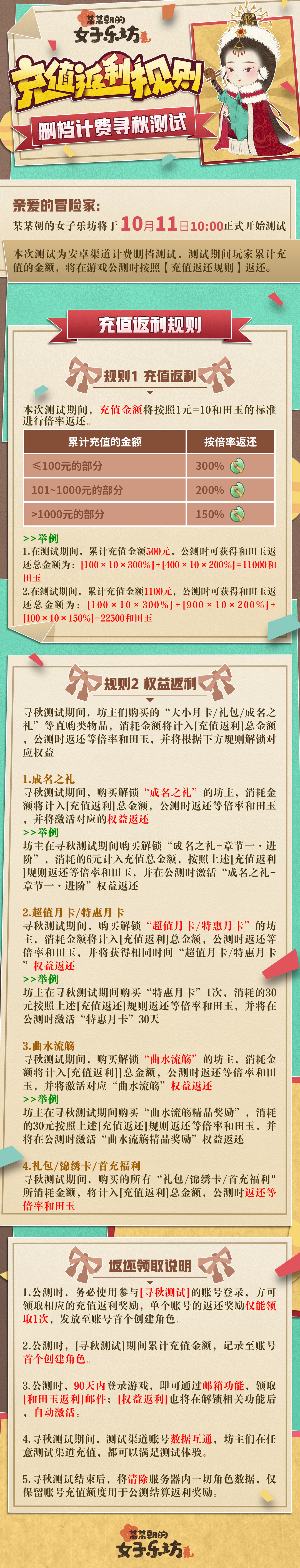 《某某朝的女子乐坊》寻秋测试充值返利说明-七七游报