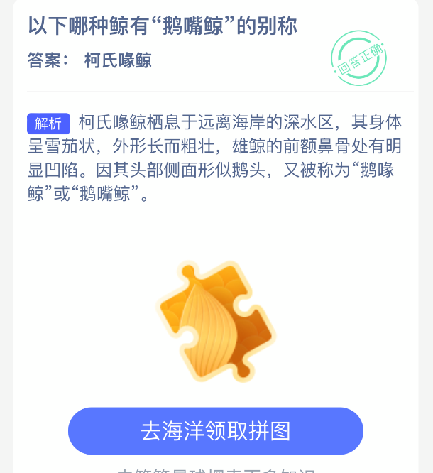 以下哪种鲸有鹅嘴鲸的别称