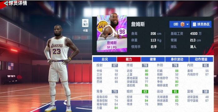 《NBA巅峰对决》詹姆斯角色介绍