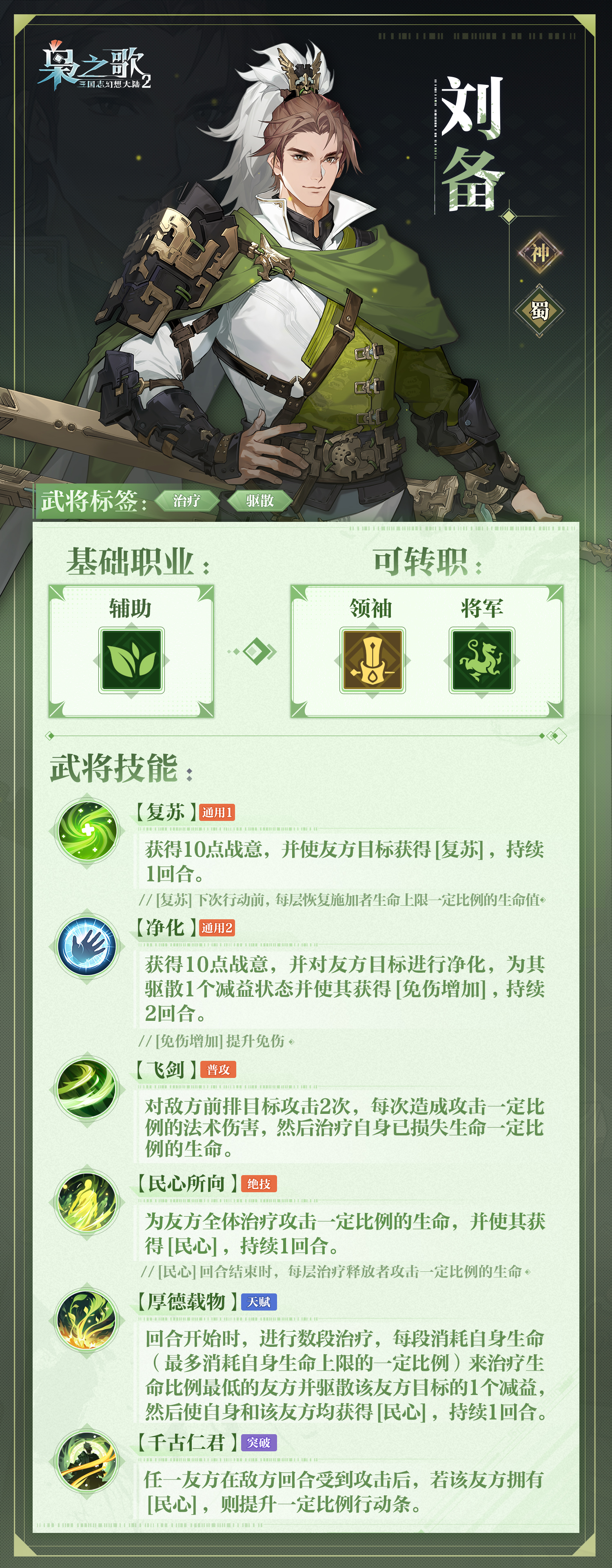 《三国志幻想大陆2:枭之歌》刘备角色介绍