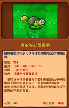 《植物大战僵尸杂交版》机枪卷心菜投手介绍-七七游报